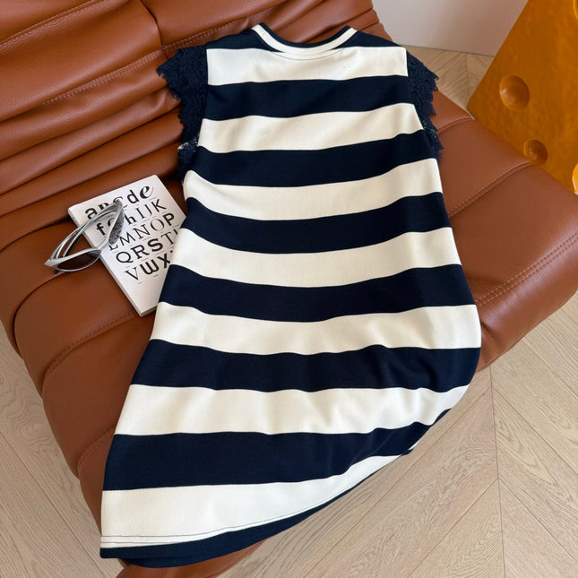 MIU NAVY DRESS WITH WIDE STRIPES 265712
