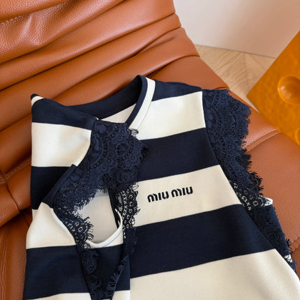 MIU NAVY DRESS WITH WIDE STRIPES 265712