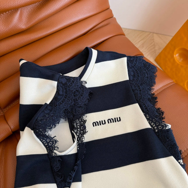 MIU NAVY DRESS WITH WIDE STRIPES 265712