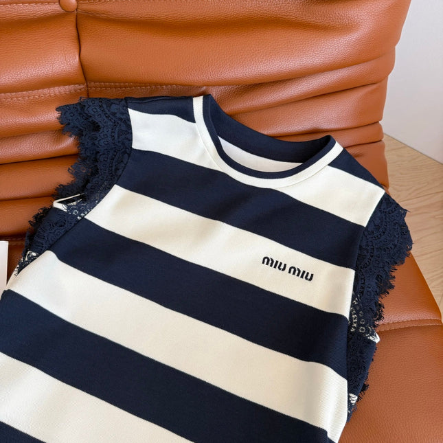 MIU NAVY DRESS WITH WIDE STRIPES 265712