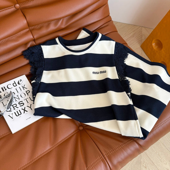 MIU NAVY DRESS WITH WIDE STRIPES 265712