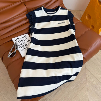 MIU NAVY DRESS WITH WIDE STRIPES 265712