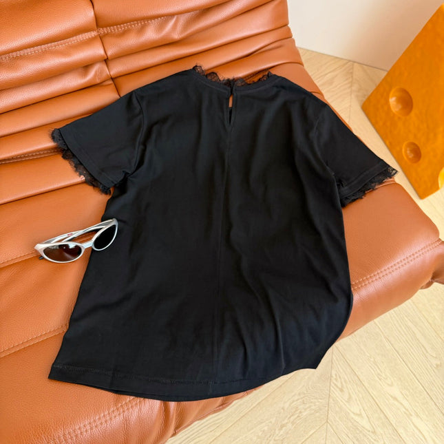 TEE WITH LACE PANEL 25S IN COTTON 265726