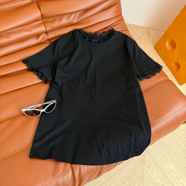 TEE WITH LACE PANEL 25S IN COTTON 265726