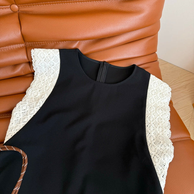 BLACK DRESS  DOUBLE LAYER LACE 25S IN ACETATE 265682