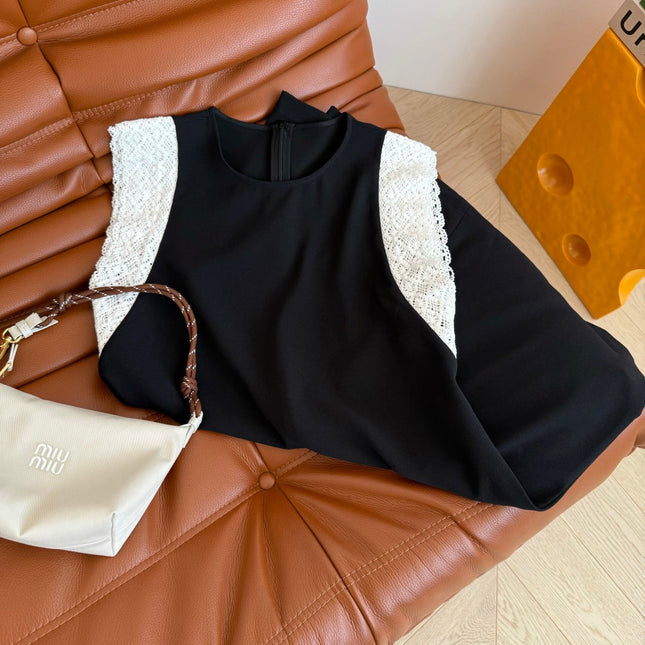 BLACK DRESS  DOUBLE LAYER LACE 25S IN ACETATE 265682