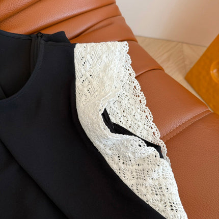 BLACK DRESS  DOUBLE LAYER LACE 25S IN ACETATE 265682