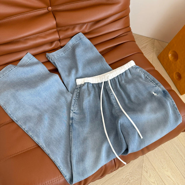 LIGHT BLUE 25S TENCEL JEANS WITH EMBROIDERY 265678