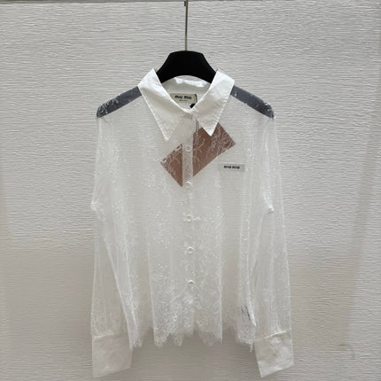 MIUMIU LONG-SLEEVE LACE SHIRT 267993