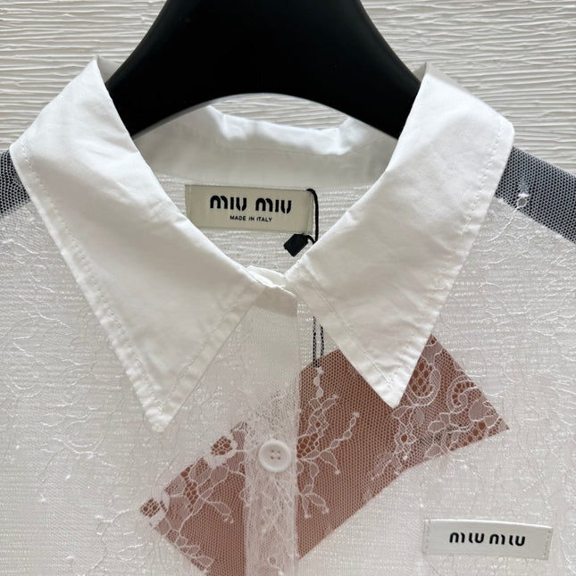 MIUMIU LONG-SLEEVE LACE SHIRT 267993