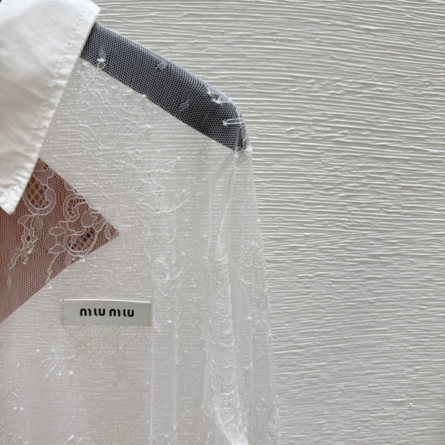 MIUMIU LONG-SLEEVE LACE SHIRT 267993