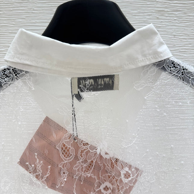 MIUMIU LONG-SLEEVE LACE SHIRT 267993