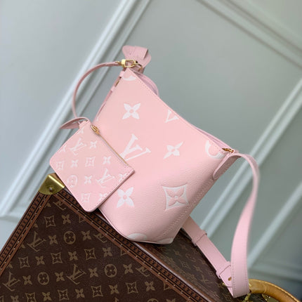 ALL IN BB BAG 18 IN QUARTZ PINK AND BEIGE EMBOSSED COWHIDE