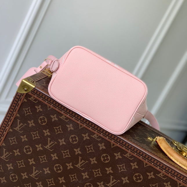 ALL IN BB BAG 18 IN QUARTZ PINK AND BEIGE EMBOSSED COWHIDE