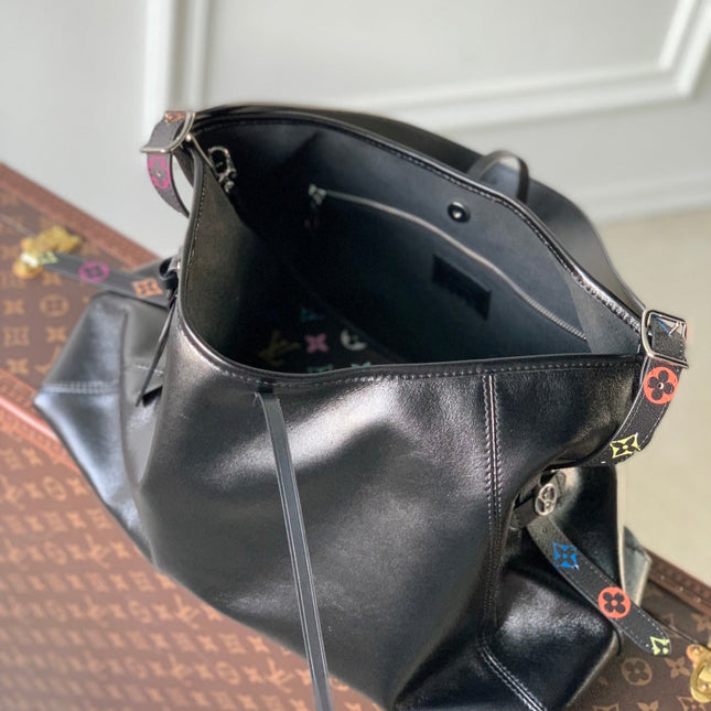 CARRYALL CARGO DARK 39 IN BLACK LAMBSKIN COLORFUL MONOGRAM TAG