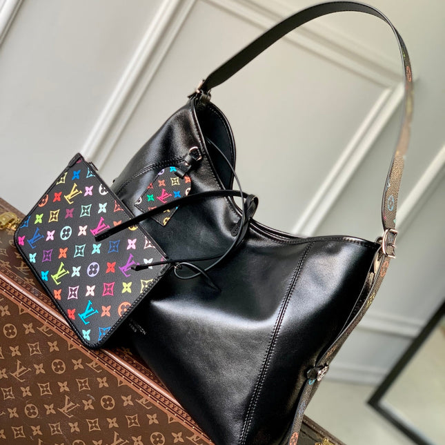 CARRYALL CARGO DARK 39 IN BLACK LAMBSKIN COLORFUL MONOGRAM TAG
