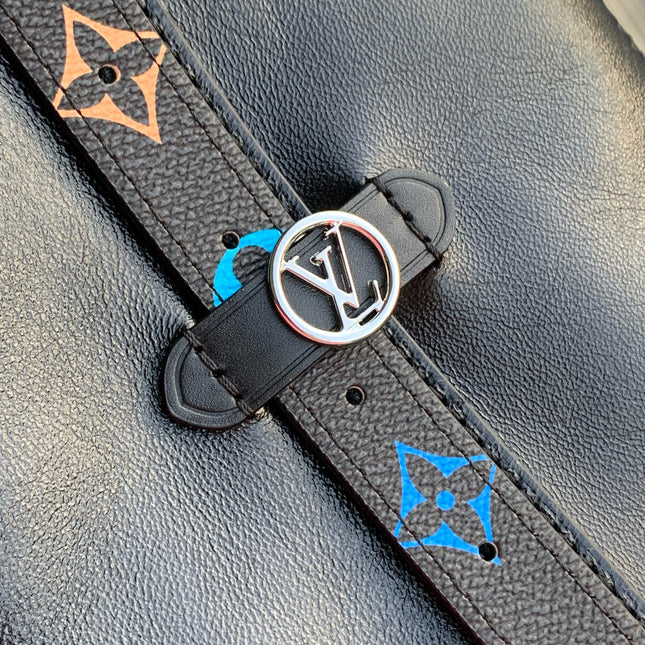 CARRYALL CARGO DARK 39 IN BLACK LAMBSKIN COLORFUL MONOGRAM TAG
