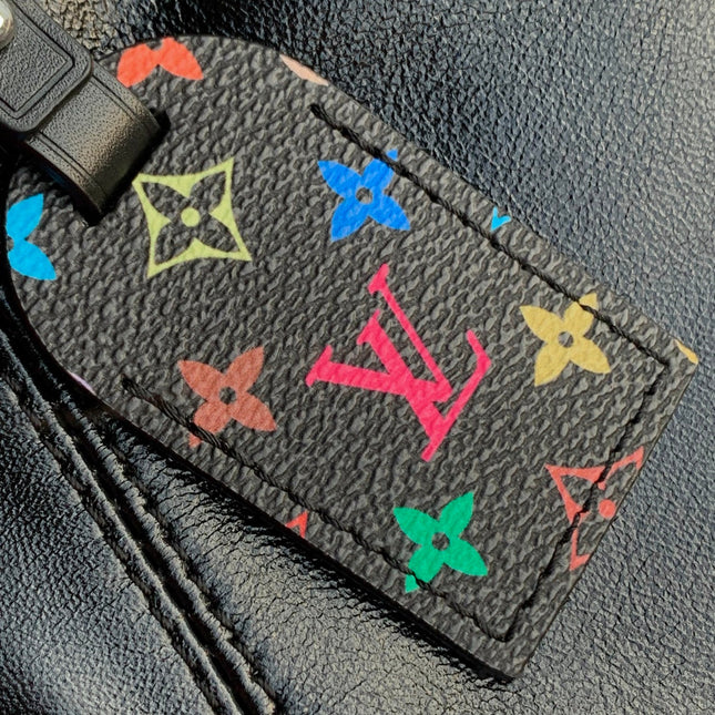 CARRYALL CARGO DARK 39 IN BLACK LAMBSKIN COLORFUL MONOGRAM TAG