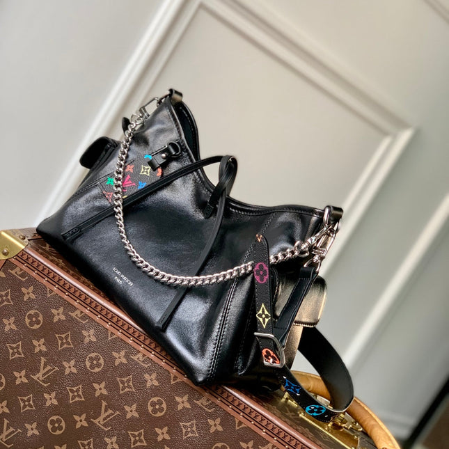 CARRYALL CARGO VIBE PM 33.5 IN BLACK LAMBSKIN COLORFUL MONOGRAM TAG