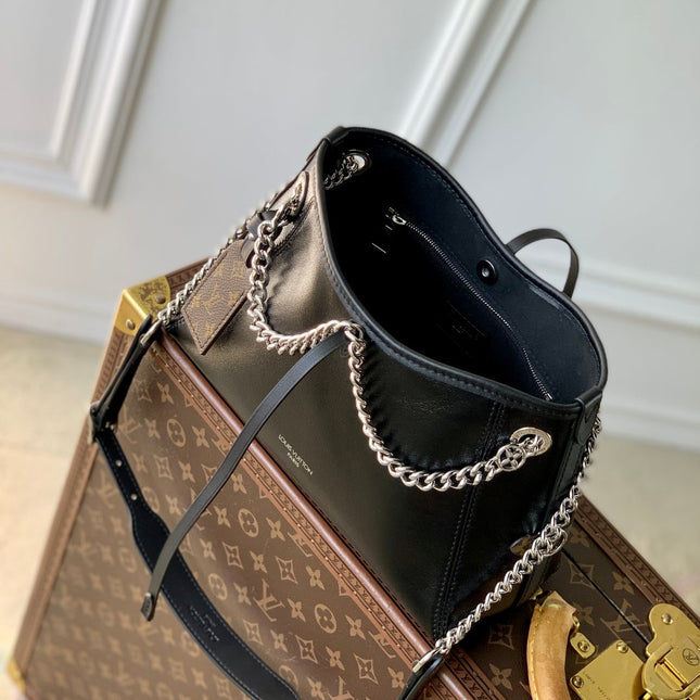 CARRYALL CARGO VIBE BB 26 IN BLACK LAMBSKIN BORWN MONOGRAM TAG