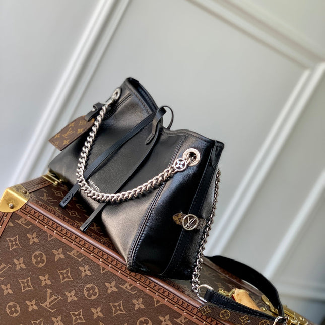 CARRYALL CARGO VIBE BB 26 IN BLACK LAMBSKIN BORWN MONOGRAM TAG