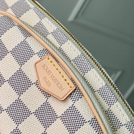 KEEPIT BUMBAG 29 IN WHITE GREY CHECKERBOARD PATTERN DAMIER AZUR COATED CANVAS