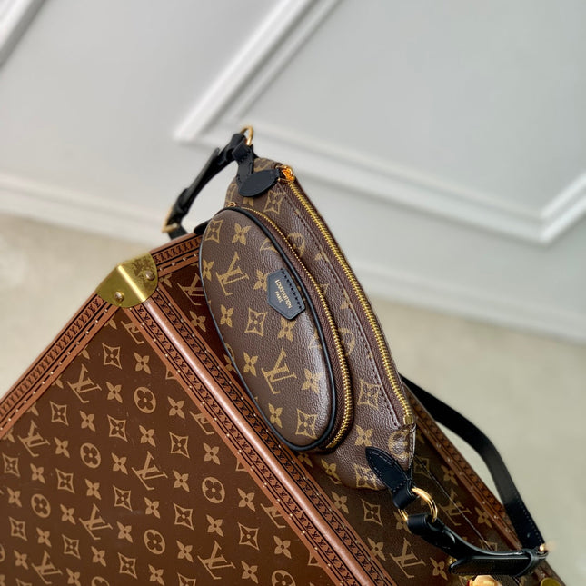 KEEPIT BUMBAG 29 IN BROWN DAMIER AZUR COATED MONOGRAM CANVAS