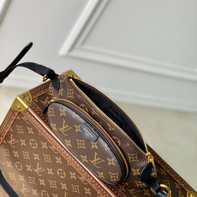 KEEPIT BUMBAG 29 IN BROWN DAMIER AZUR COATED MONOGRAM CANVAS