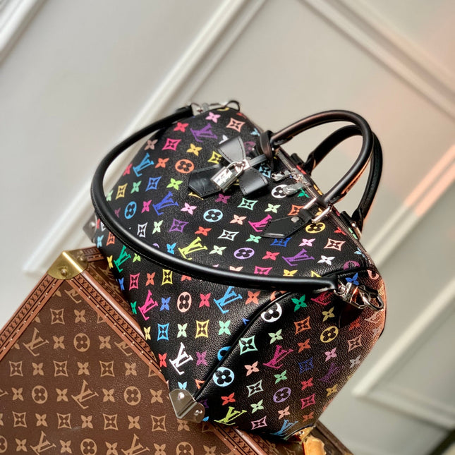 SPEEDY SOFT 30 IN COLORFUL MONOGRAM PATTERN AND BLACK COATED CANVAS