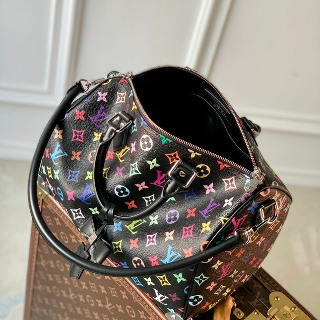 SPEEDY SOFT 30 IN COLORFUL MONOGRAM PATTERN AND BLACK COATED CANVAS