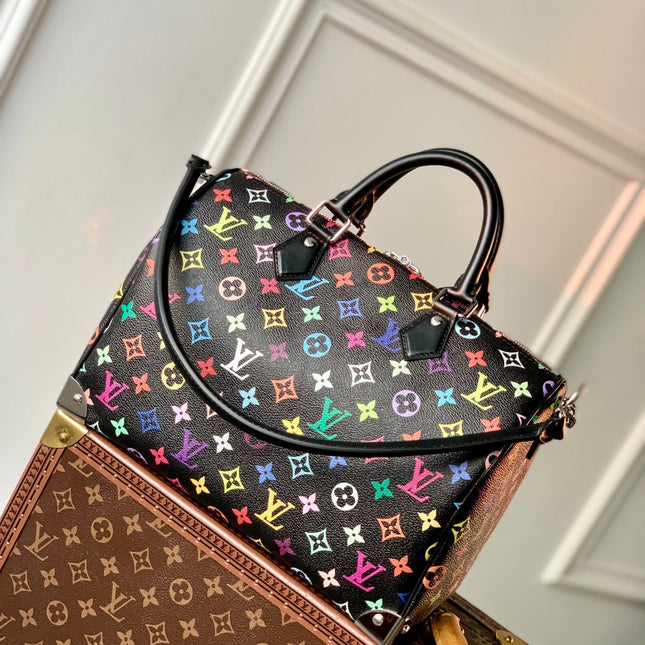 SPEEDY SOFT 30 IN COLORFUL MONOGRAM PATTERN AND BLACK COATED CANVAS