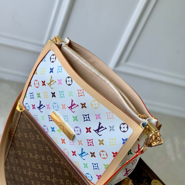LV x TM DAUPHINE SOFT 28 IN COLORFUL MONOGRAM PATTERN AND WHITE COATED CANVAS
