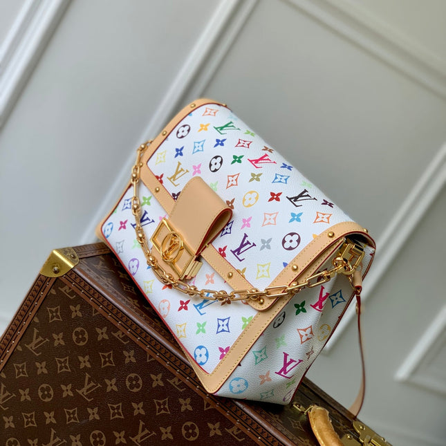 LV x TM DAUPHINE SOFT 28 IN COLORFUL MONOGRAM PATTERN AND WHITE COATED CANVAS