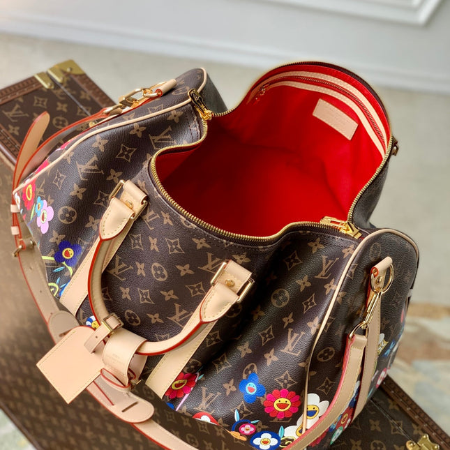 KEEPALL BANDOULIÈRE  FLORAL 45 IN BROWN MONOGRAM COATED CANVAS