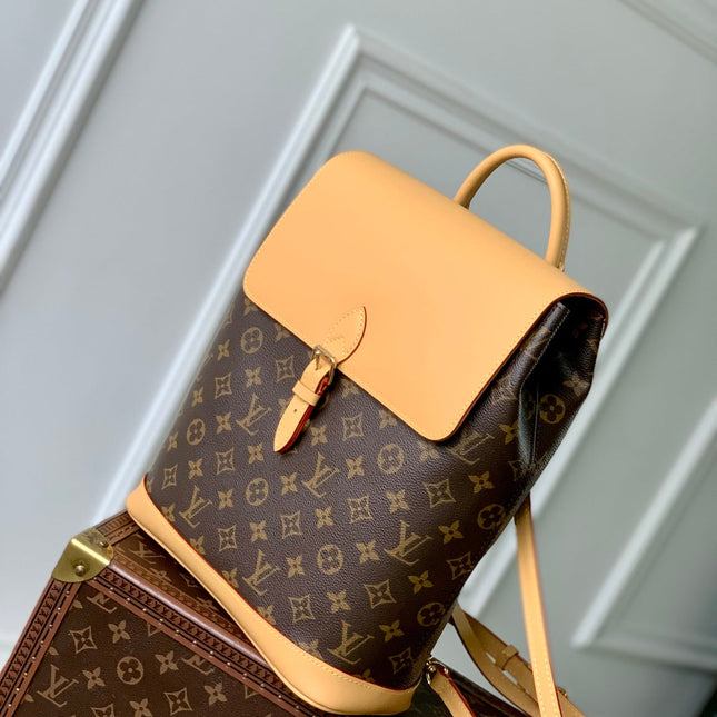 SOHO MM 32 IN BROWN MONOGRAM COATED CANVAS AND CALFSKIN