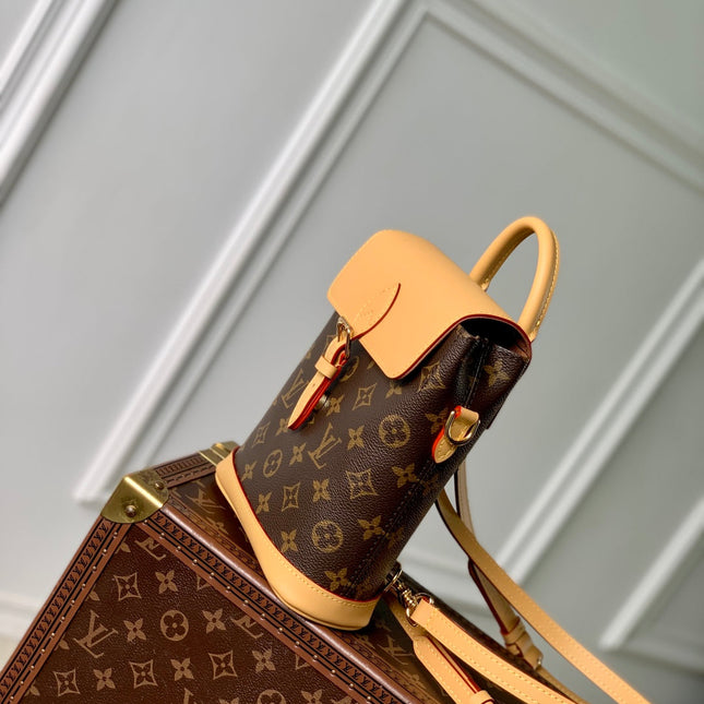 SOHO MINI 23 IN BROWN MONOGRAM COATED CANVAS AND CALFSKIN