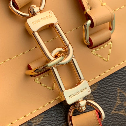SOHO MINI 23 IN BROWN MONOGRAM COATED CANVAS AND CALFSKIN
