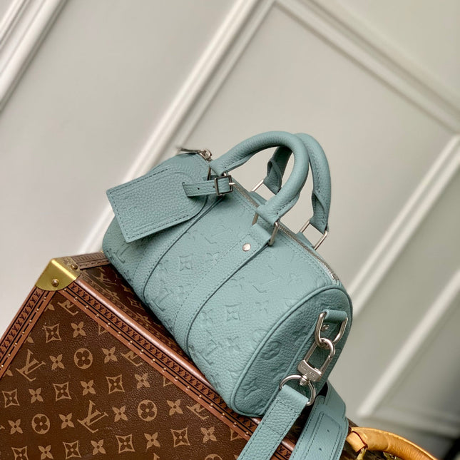 KEEPALL BANDOULIÈRE 25 BAG IN MISTY LAKE GREEN MONOGRAM TAURILLON CALFSKIN