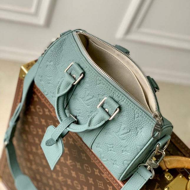 KEEPALL BANDOULIÈRE 25 BAG IN MISTY LAKE GREEN MONOGRAM TAURILLON CALFSKIN