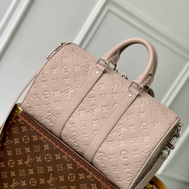 KEEPALL BANDOULIÈRE 34 BAG IN LIGHT BROWN MONOGRAM TAURILLON CALFSKIN