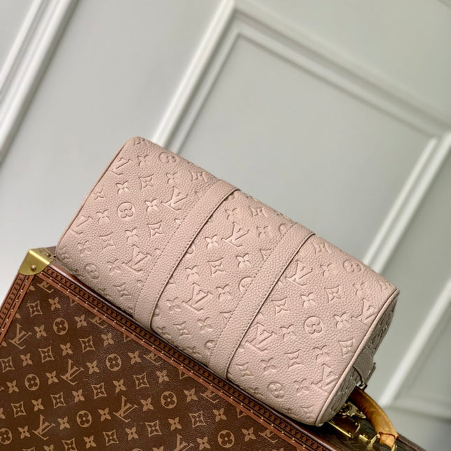 KEEPALL BANDOULIÈRE 34 BAG IN LIGHT BROWN MONOGRAM TAURILLON CALFSKIN
