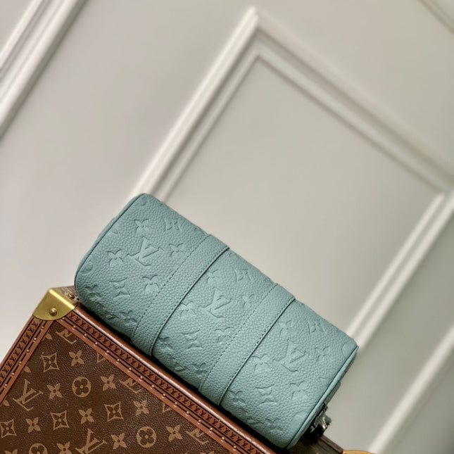 KEEPALL BANDOULIÈRE 25 BAG IN MISTY LAKE GREEN MONOGRAM TAURILLON CALFSKIN