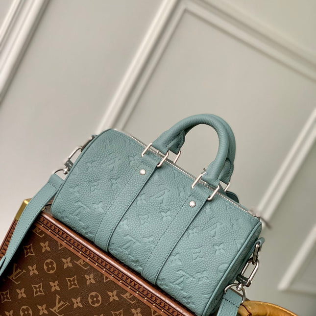 KEEPALL BANDOULIÈRE 25 BAG IN MISTY LAKE GREEN MONOGRAM TAURILLON CALFSKIN
