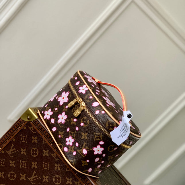 NICE MINI TOILETRY BAG 20 IN SAKURA BROWN MONOGRAM COATED CANVAS