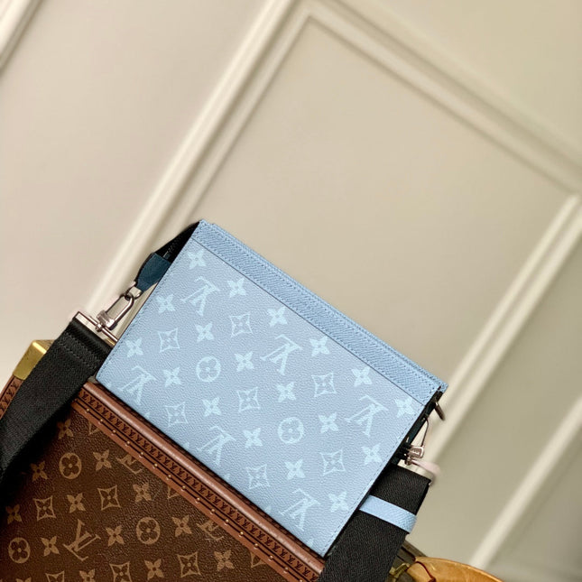 GASTON WEARABLE WALLET 22 IN BLUE MONOGRAM COATED CANVAS