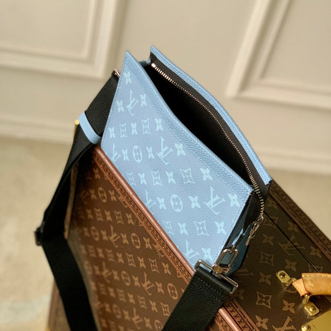 GASTON WEARABLE WALLET 22 IN BLUE MONOGRAM COATED CANVAS