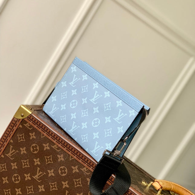 GASTON WEARABLE WALLET 22 IN BLUE MONOGRAM COATED CANVAS