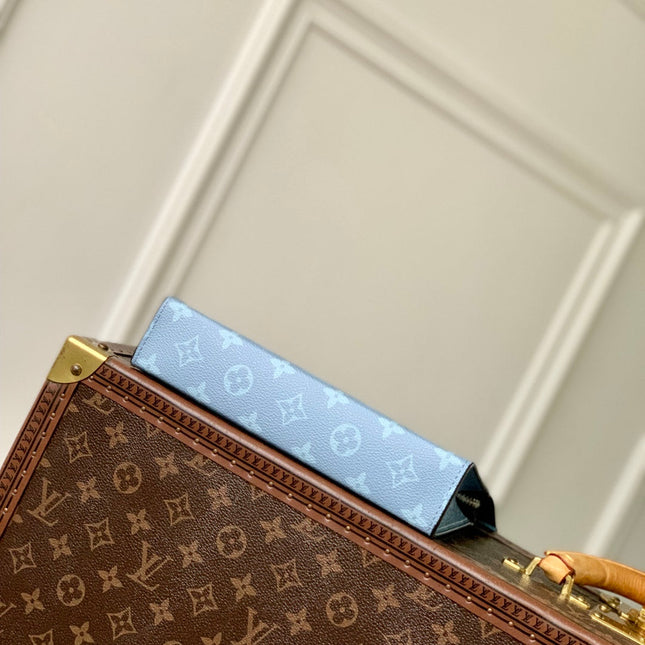 GASTON WEARABLE WALLET 22 IN BLUE MONOGRAM COATED CANVAS