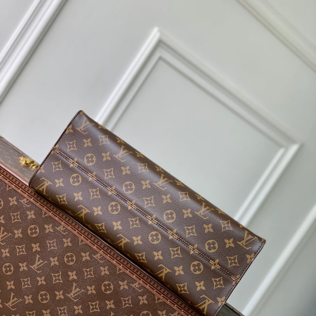 ONTHEGO ORGANIZER 37 IN BROWN COATED CANVAS AND CALFSKIN