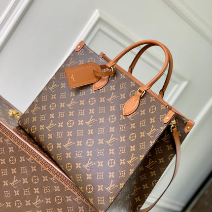 ONTHEGO ORGANIZER 37 IN BROWN COATED CANVAS AND CALFSKIN